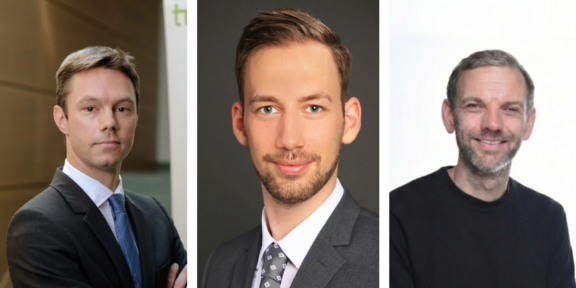 Foto Lehrpreisträger 2025/26 Die Lehrpreisträger Prof. Dr. Lorenz Graf-Vlachy, Matthias Schinnen und Prof. Dr. Andreas Lichter.